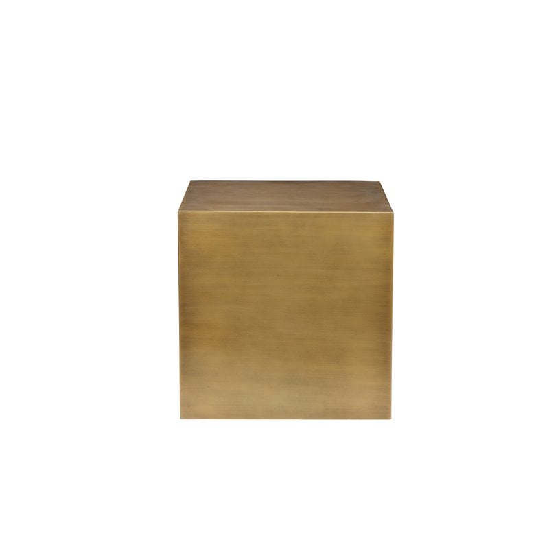 Pemberly Row Contemporary Large Metal Side Table in Brushed Brass