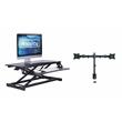 Pemberly Row Standing Desk Converter w/ Dual Monitor Arm & Tablet Holder - Black