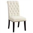 Pemberly Row Tufted Upholstered Fabric Dining Chairs in Beige