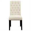 Pemberly Row Tufted Upholstered Fabric Dining Chairs in Beige