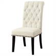 Pemberly Row Tufted Upholstered Fabric Dining Chairs in Beige