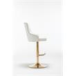 Pemberly Row Modern 2-piece Velvet Tufted Gold Bar Stools in White