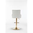 Pemberly Row Modern 2-piece Velvet Tufted Gold Bar Stools in White