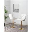 Pemberly Row Modern 2-piece Velvet Tufted Gold Bar Stools in White