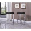 Pemberly Row Modern Faux Leather Backless Bar Stool in Black/Silver (Set of 2)