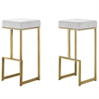 Pemberly Row Modern Velvet Backless Bar Stool in White/Gold (Set of 2)