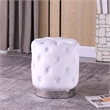 Pemberly Row Contemporary Tufted Velvet White Accent Ottoman