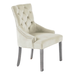 Pemberly Row Velvet Upholstered Dining Chairs in Beige (Set of 2)