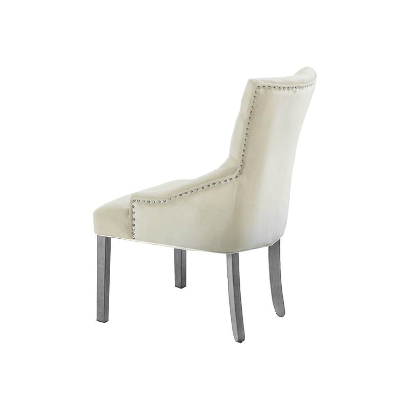 Pemberly Row Velvet Upholstered Dining Chairs in Beige (Set of 2)