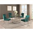 Pemberly Row Modern Velvet Fabric Dining Chair in Green/Silver (Set of 2)