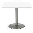 Pemberly Row Square Top Breakroom Table Round Silver Base Standard Height White