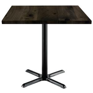 Pemberly Row 36&quotW Square Vintage Wood Breakroom Table Barnwood - X Base