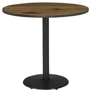 Pemberly Row 36&quot Round Breakroom Table Natural Round Black Base Bistro Height