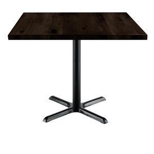 Pemberly Row 42&quot Square Vintage Wood Breakroom Table Espresso - X Base