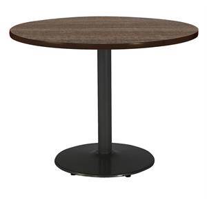 Pemberly Row 48&quot Round Top Breakroom Table Teak Round Black Base Standard Height