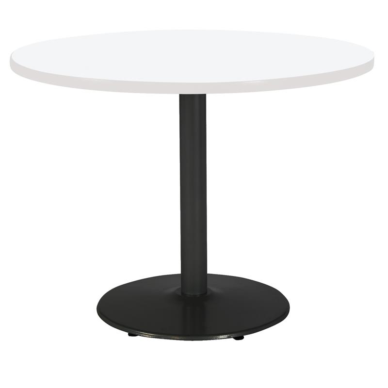 Pemberly Row Round Top Breakroom Table White Round Black Base Standard Height