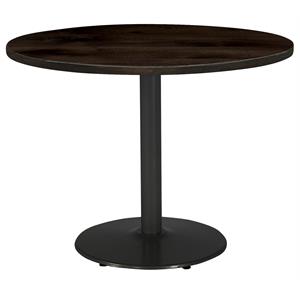 Pemberly Row 42&quot Round Breakroom Table Espresso Round Black Base Stand. Height