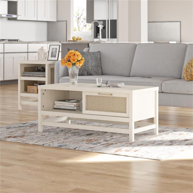Pemberly Row Modern / Contemporary Coffee Table in Ivory Oak