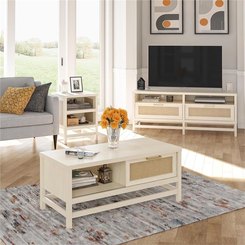 Pemberly Row Modern / Contemporary Coffee Table in Ivory Oak