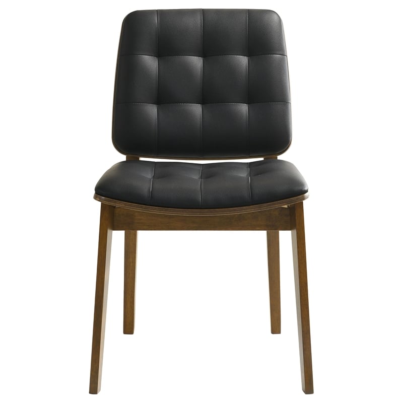 Pemberly Row Modern Tufted Faux Leather Dining Chairs in Black