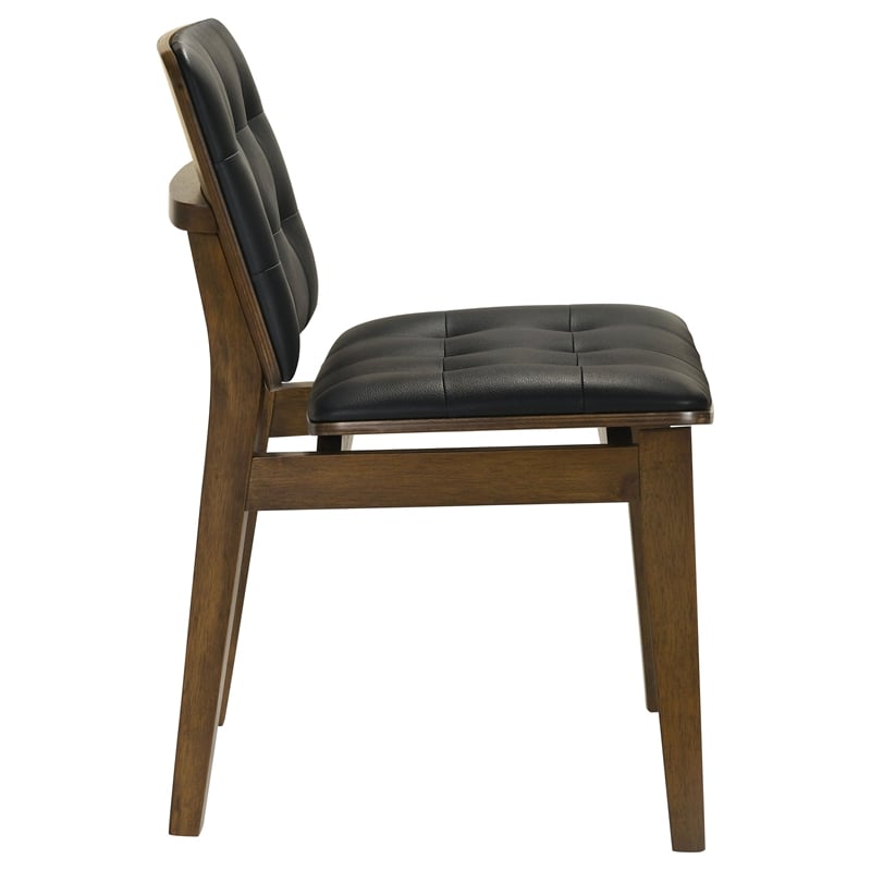 Pemberly Row Modern Tufted Faux Leather Dining Chairs in Black
