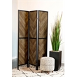 Pemberly Row Farmhouse Wood Herringbone Pattern Three Panels Screen in Tobacco
