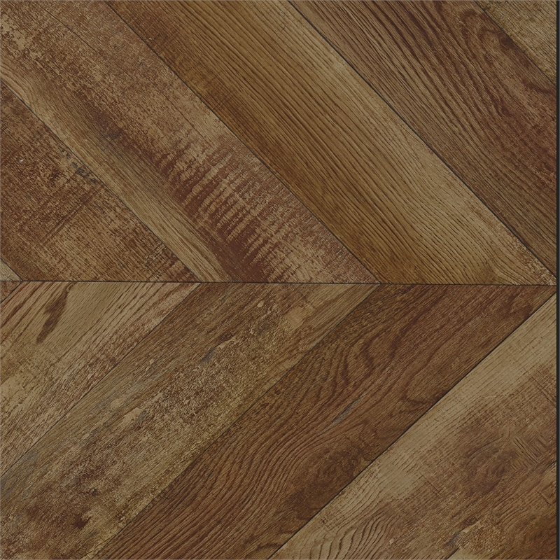 Pemberly Row Farmhouse Wood Herringbone Pattern Three Panels Screen in Tobacco