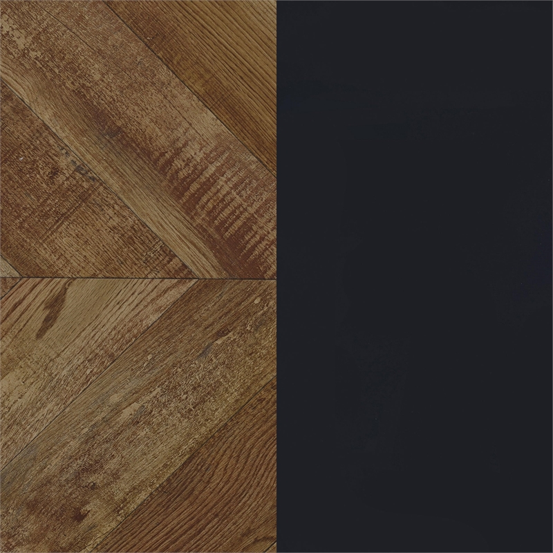Pemberly Row Farmhouse Wood Herringbone Pattern Three Panels Screen in Tobacco