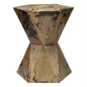 Pemberly Row Prismatic Modern Metal Small Side Table in Brown/Black