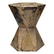 Pemberly Row Prismatic Modern Metal Small Side Table in Brown/Black