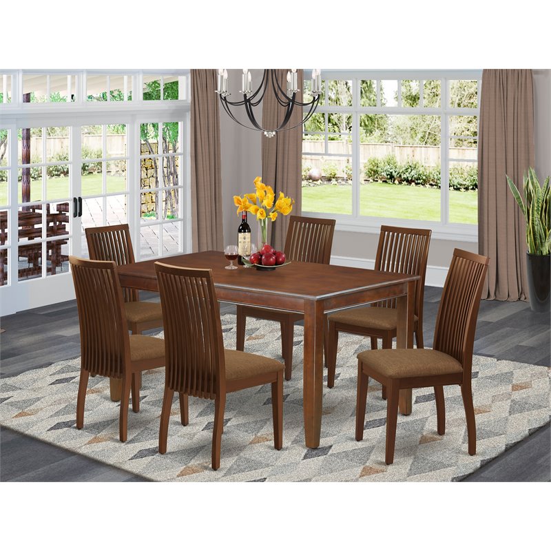 Pemberly Row 7-piece Wood Dinette Table and Chair Set in Mahogany