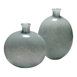 Pemberly Row Contemporary Glass Decorative Vases in Blue (Set of 2)