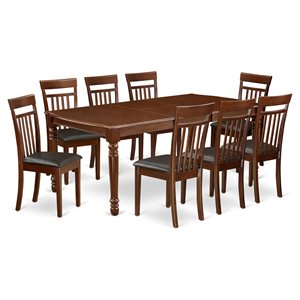Pemberly Row 9-piece Wood Dining Set with Leather Seat in Mahogany