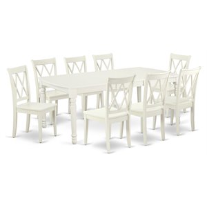 Pemberly Row 9-piece Wood Dining Set with X-Back Chairs in White