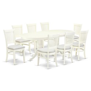 Pemberly Row Modern 9-piece Dining Set with Linen Seat in White
