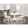 Pemberly Row 3-piece Dining Set with Round Table in Linen White