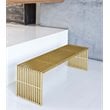 Pemberly Row Rectangular Modern Brushed Steel Metal Bench in Gold