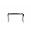 Pemberly Row Modern Brushed Steel Metal & Tempered Glass Desk in Silver
