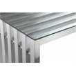 Pemberly Row Modern Brushed Steel Metal & Tempered Glass Desk in Silver