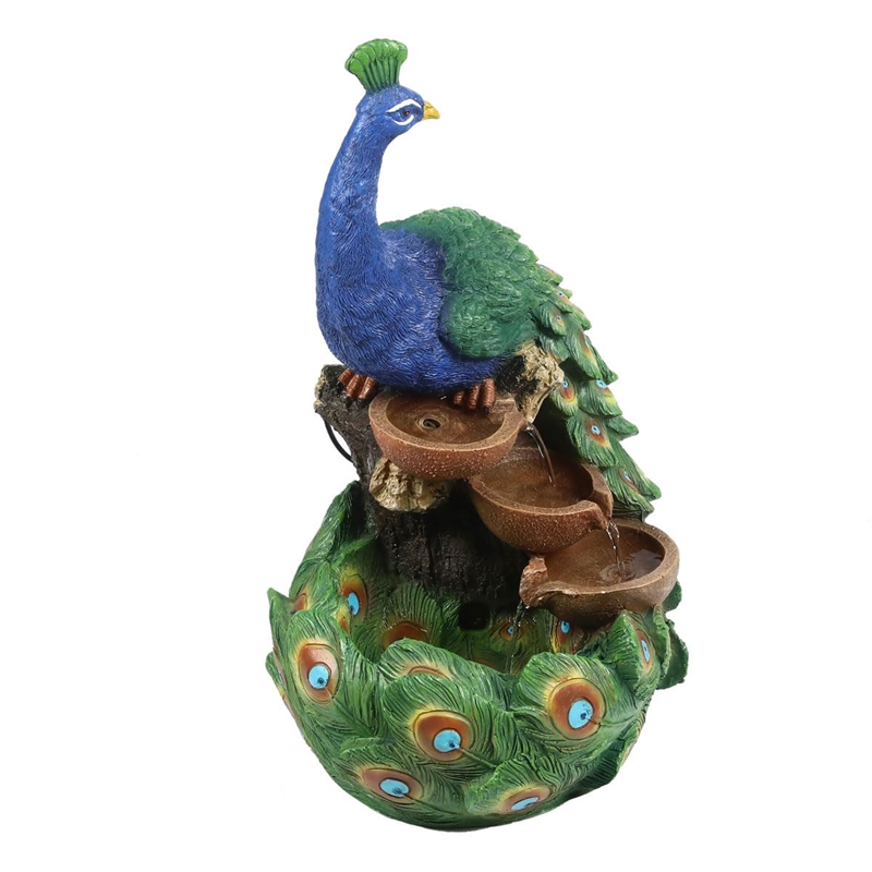 Pemberly Row Contemporary Transitional Resin Peacock Fountain