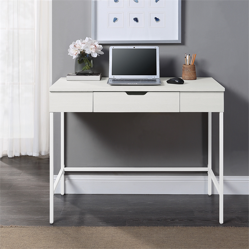 Pemberly Row Worksmart Sit-To-Stand Desk in White Oak Engineered Wood