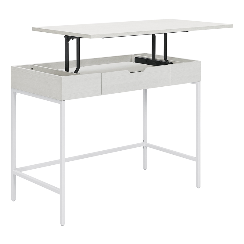 Pemberly Row Worksmart Sit-To-Stand Desk in White Oak Engineered Wood