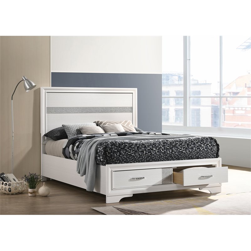 Pemberly Row 2-Drawer Storage Platform Wood Full Bed in White