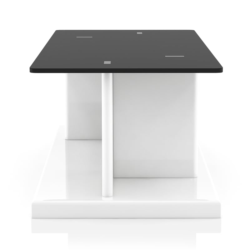 Pemberly Row Modern Glass Top 3-Piece Coffee Table Set in White