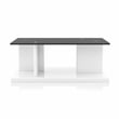 Pemberly Row Modern Glass Top 3-Piece Coffee Table Set in White