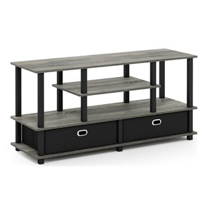 Pemberly Row Engineered Wood TV Stand for TVs up to 55&quot in Oak Gray/Black