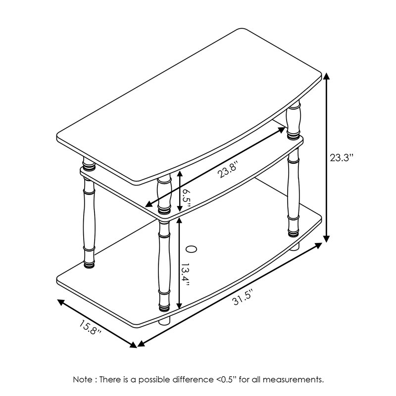 Pemberly Row No Tools Wood 3-Tier TV Stand for TV up to 32