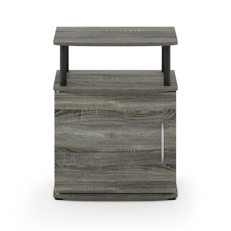 Pemberly Row Engineered Wood Utility Design End Table in French Oak Gray/Black