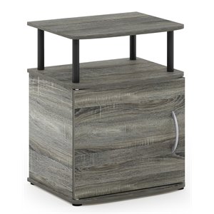 Pemberly Row Engineered Wood Utility Design End Table in French Oak Gray/Black