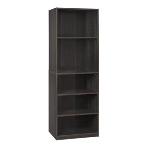 Pemberly Row Engineered Wood Simply Home 5-Shelf Bookcase in Espresso